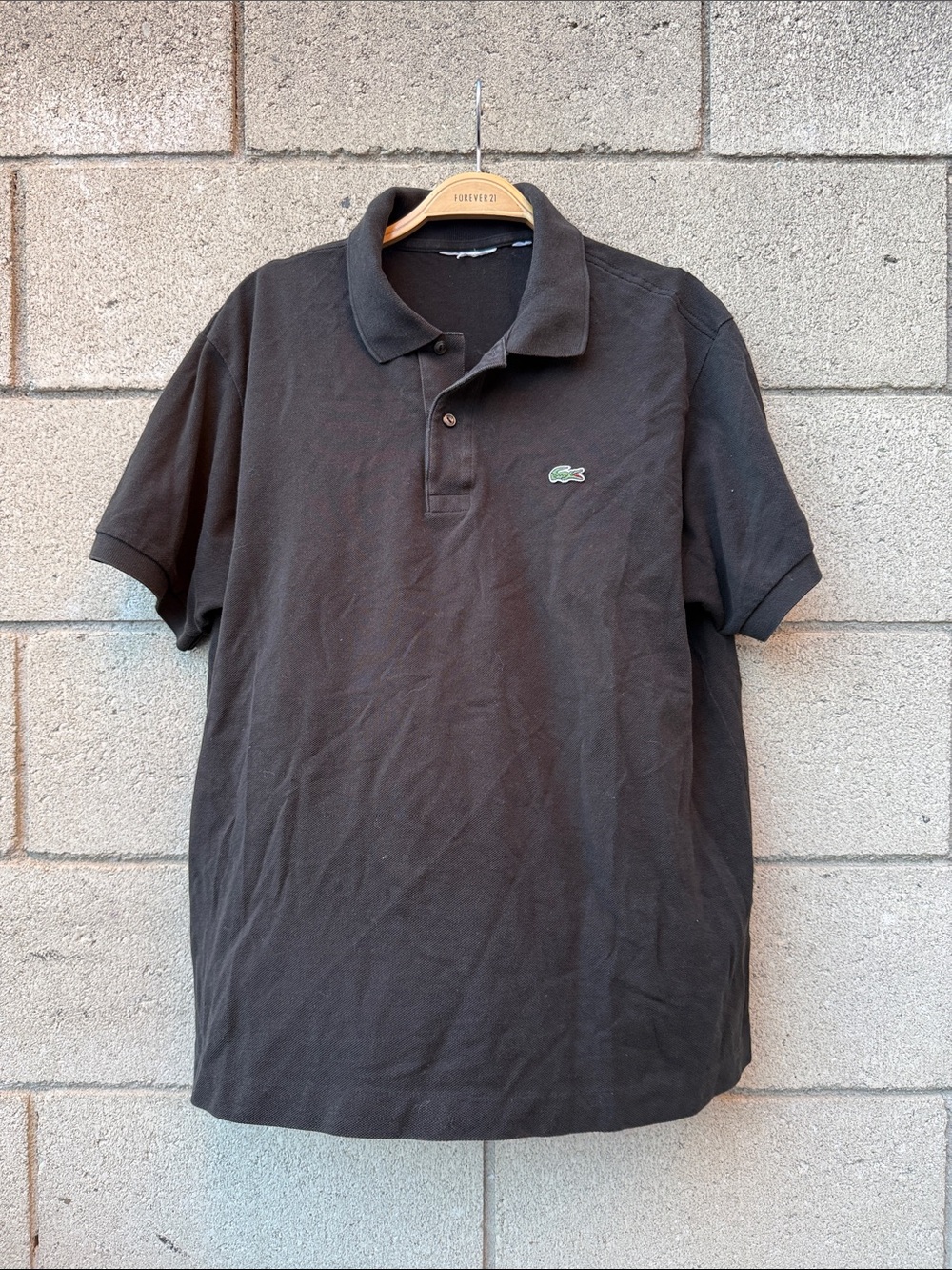 Lacoste Men's Black Polo with Green Crocodile Logo